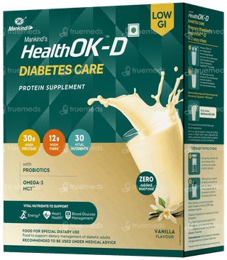 Health Ok D Diabetes Care Vanilla Flavour Zero Added Sucrose Refill Powder 200gm