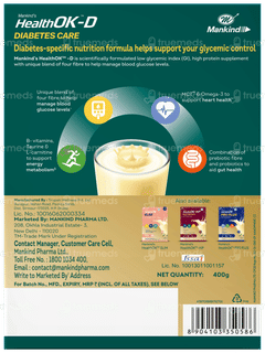 Health Ok D Diabetes Care Vanilla Flavour Zero Added Sucrose Refill Powder 400gm