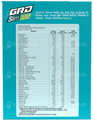 Grd Slim Chocolate Flavour Zero Added Sugar Powder 60Gm Pack Of 7 Sachets