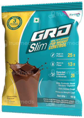 Grd Slim Chocolate Flavour Zero Added Sugar Powder 60Gm Pack Of 7 Sachets