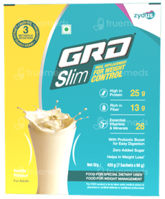 Grd Slim Vanilla Flavour Zero Added Sugar Powder 60Gm Pack Of 7 Sachets