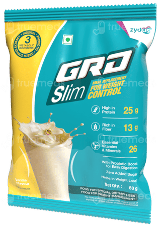 Grd Slim Vanilla Flavour Zero Added Sugar Powder 60Gm Pack Of 7 Sachets