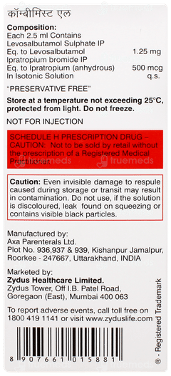 Combimist L 2.5ml Pack Of 5 Respules Combimist L 2.5ml Pack Of 5 Respules