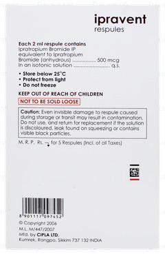 Ipravent 2ml Pack Of 5 Respules