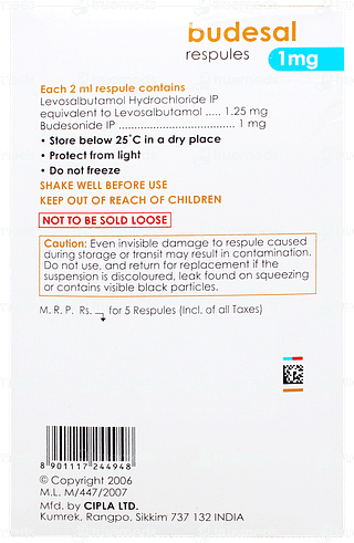 Budesal 1mg 2ml Pack Of 5 Respules