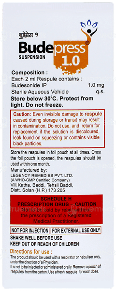 Budepress 1.0 2ml Pack Of 5 Respules Budepress 1.0 2ml Pack Of 5 Respules