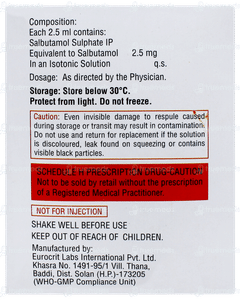 Salkem 2.5ml Pack Of 5 Respules Salkem 2.5ml Pack Of 5 Respules