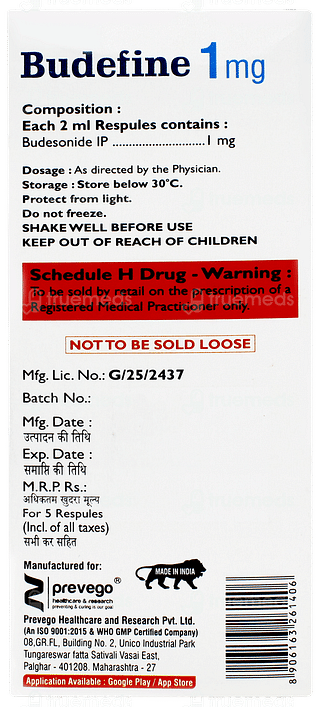 Budefine 1mg 2ml Pack Of 5 Respules