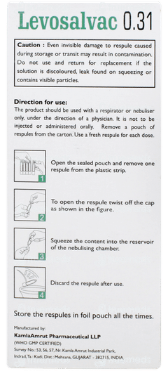 Levosalvac 0.31 2.5ml Pack Of 5 Respules Levosalvac 0.31 2.5ml Pack Of 5 Respules
