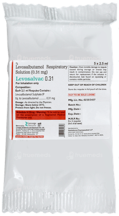 Levosalvac 0.31 2.5ml Pack Of 5 Respules Levosalvac 0.31 2.5ml Pack Of 5 Respules