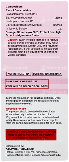 Tropivent L 1.25 2.5ml Pack Of 5 Respules Tropivent L 1.25 2.5ml Pack Of 5 Respules