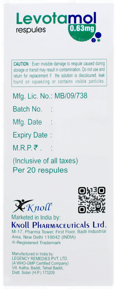 Levotamol 0.63mg 2.5ml Pack Of 5 Respules Levotamol 0.63mg 2.5ml Pack Of 5 Respules