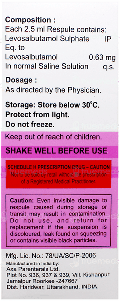 Welbusol 0.63mg 2.5ml Pack Of 5 Respules Welbusol 0.63mg 2.5ml Pack Of 5 Respules