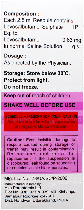 Welbusol 0.63mg 2.5ml Pack Of 5 Respules