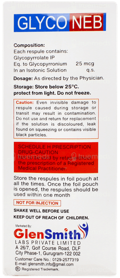Glyco Neb 2ml Pack Of 5 Respules Glyco Neb 2ml Pack Of 5 Respules
