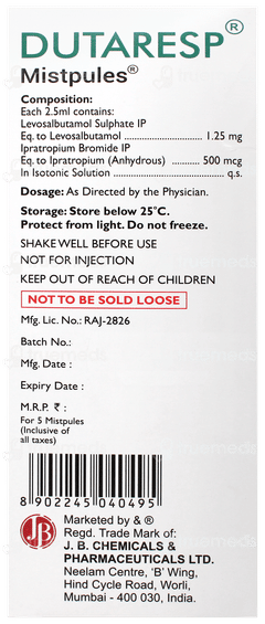 Dutaresp 2.5ml Pack Of 5 Mistpules