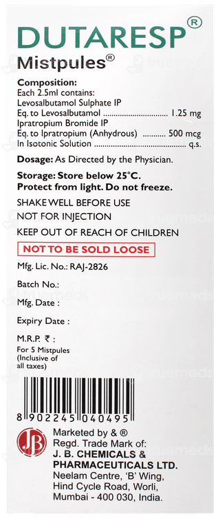 Dutaresp 2.5ml Pack Of 5 Mistpules