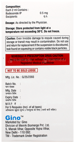 Budegrel 0.5 2Ml Pack Of 5 Respules