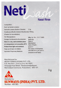 Netiwash Nasal Rinse 3gm Pack Of 30 Sachets