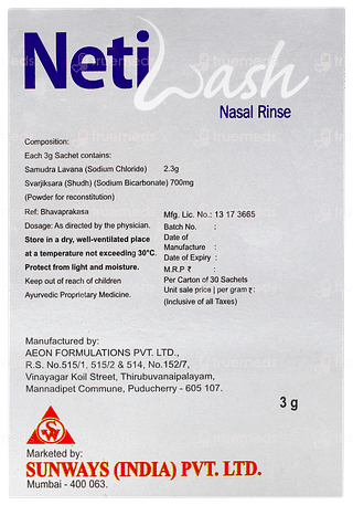 Netiwash Nasal Rinse 3gm Pack Of 30 Sachets