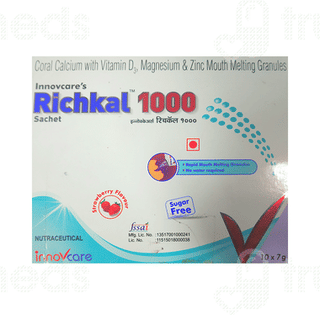 Richkal 1000 Strawberry Flavour Sugar Free Sachet 7Gm