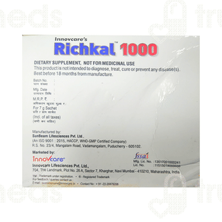 Richkal 1000 Strawberry Flavour Sugar Free Sachet 7Gm