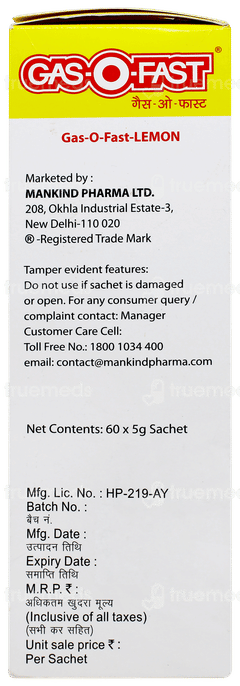 Gasofast Lemon Flavour Sachet 5gm