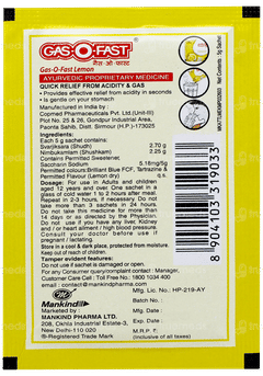 Gasofast Lemon Flavour Sachet 5gm