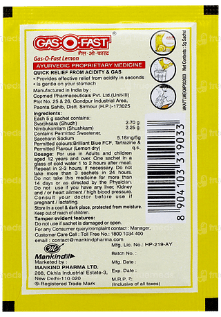 Gasofast Lemon Flavour Sachet 5gm