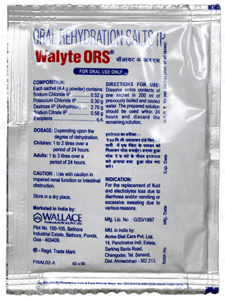Walyte Ors Lemon Flavour Sachet 4.4Gm