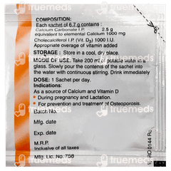 Calcinol D 1000 Sugar Free Granules 6.7gm