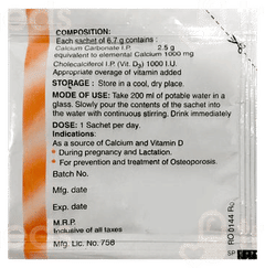 Calcinol D 1000 Sugar Free Granules 6.7Gm