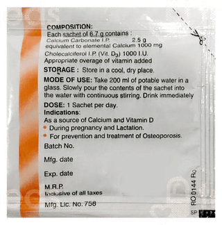 Calcinol D 1000 Sugar Free Granules 6.7Gm