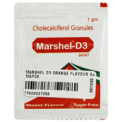 Marshel D3 Orange Flavour Sugar Free Sachet 1Gm Marshel D3 Orange Flavour Sugar Free Sachet 1Gm