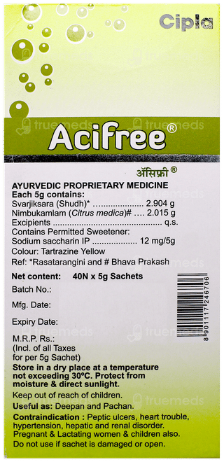 Acifree Lemon Flavour Sachet 5Gm