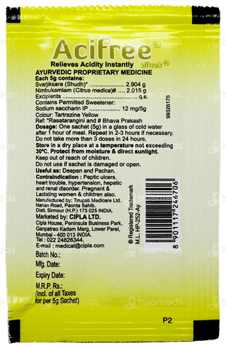 Acifree Lemon Flavour Sachet 5Gm