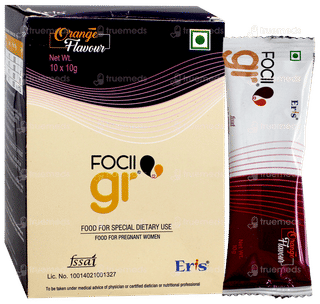 Focii Gr Orange Flavour Powder 10Gm Pack Of 10 Sachets