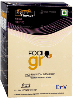 Focii Gr Orange Flavour Powder 10Gm Pack Of 10 Sachets