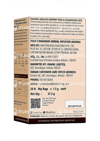 Zandu Tulsi Cinnamon Herbal Infusion Sachet 25