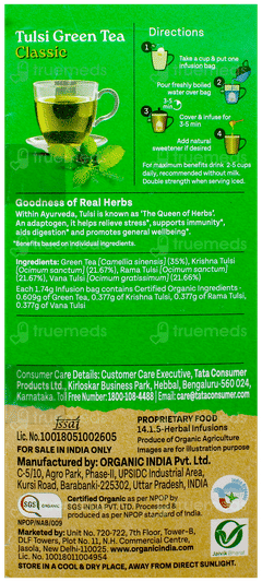 Organic India Tulsi Green Tea Classic Box Of 25 Sachets