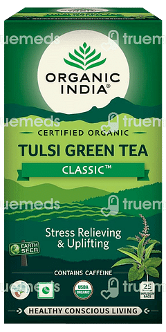 ORGANIC INDIA TULSI GREEN TEA CLASSIC BOX OF 25 SACHETS