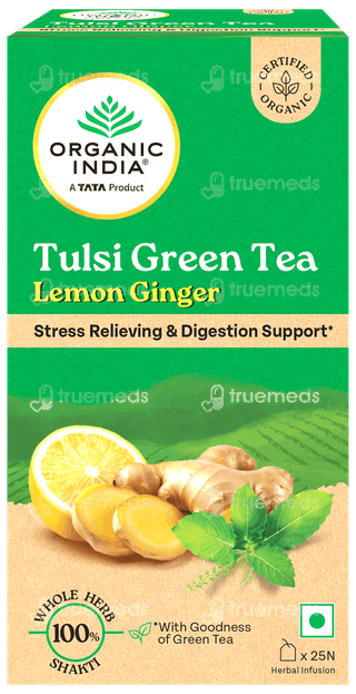 Organic India Lemon Ginger Tulsi Green Tea Bags 25