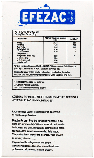 Efezac Orange Flavour Sugar Free Sachet 10Gm