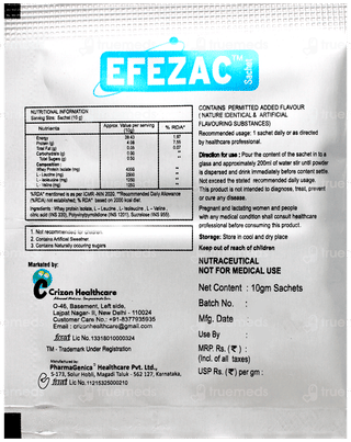 Efezac Orange Flavour Sugar Free Sachet 10Gm