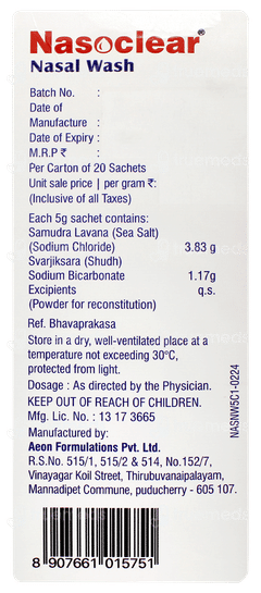 Nasoclear Nasal Wash 5gm Pack Of 20 Sachets