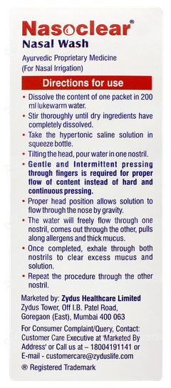 Nasoclear Nasal Wash 5gm Pack Of 20 Sachets