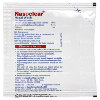 Nasoclear Nasal Wash 5gm Pack Of 20 Sachets