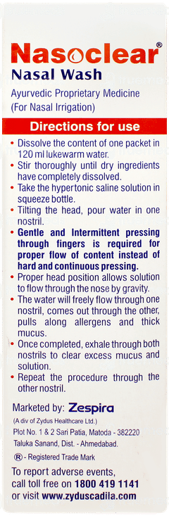 Nasoclear Nasal Wash 5gm Pack Of 20 Sachets