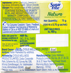 Sugar Free Natura 0.75Gm Pack Of 100 Sachets
