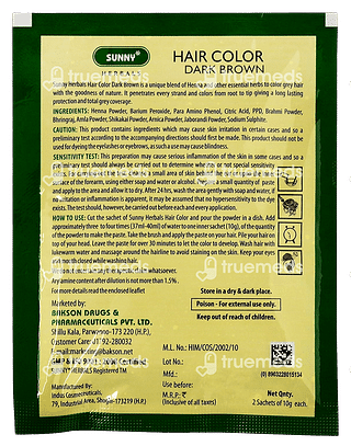 Baksons Sunny Herbals Hair Color Dark Brown Sachet 1